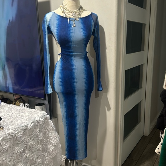 🩵💙EDGE- Feel For You Mesh Off Shoulder Dress - Picture 1 of 17